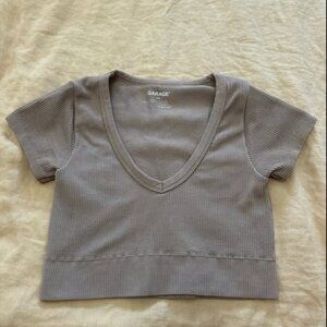 Garage beige vneck crop top